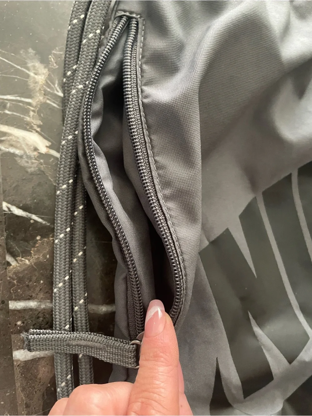 Nike Gray and Black Drawstring Backpack Sack